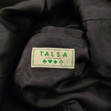 TALSA メルトンウール ダブルブレスト Pコート レザー 牛革 サイズM ピーコート ブラック メンズ タルサ【中古】5-1214T♪