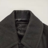 TALSA メルトンウール ダブルブレスト Pコート レザー 牛革 サイズM ピーコート ブラック メンズ タルサ【中古】5-1214T♪