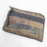 Paul Smith collection プリントハンドバッグ キャンバスレザーコンビ L字 クラッチバッグ カーキ メンズ ポール・スミス【中古】6-0503G∞