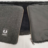 FRED PERRY MILITARY KNIT SNOOD フェイクファー ニット マフラー スヌード F19875 スヌード ブラック メンズ フレッドペリー【中古】6-0117T◎