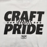 M&M CRAFT WITH PRIDE PRINT 刺繍ロゴ入り サイズL 半袖Ｔシャツ カットソー ホワイト メンズ エムアンドエム【中古】6-0424S♪