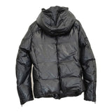 KAZUYUKI KUMAGAI ATTACHMENT グローブラムレザー フーデッドダウン 定価203500円 ダウンジャケット ブラック メンズ アタッチメントカズユキクマガイ【中古】6-0112A♪