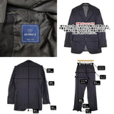 BEAMS F 3B テーラードジャケット パンツ グレンチェック ウール スーツ セットアップ ネイビー メンズ ビームスエフ【中古】6-0126T♪
