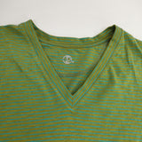 45R/45rpm アンダンテストレッチ天竺ボーダーVネックTシャツ 定価13200円 半袖Ｔシャツ カットソー ライトグリーン ライトブルー レディース フォーティーファイブアールピーエム【中古】6-0421S△
