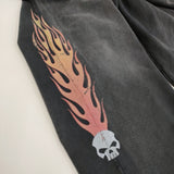 KAMIYA カミヤ Skull Flame Distressed Sweat Pants サイズS 定価48400円 G15PT076 スウェット パンツ 25AW ブラック メンズ【中古】5-1219G♪
