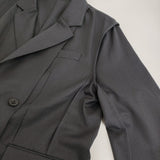 Sacai Doeskin Jacket 定価137500円 25-03632M サイズ2 ストライプ テーラードジャケット 25SS チャコールグレー メンズ サカイ【中古】5-1222M♪