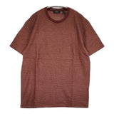 theory MILAN TEE MICRO GRID CHECK コットンニット サイズM クルーネック 半袖Ｔシャツ カットソー ブラウン メンズ セオリー【中古】6-0501S♪
