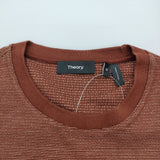 theory MILAN TEE MICRO GRID CHECK コットンニット サイズM クルーネック 半袖Ｔシャツ カットソー ブラウン メンズ セオリー【中古】6-0501S♪