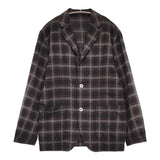 EDIFICE サイズ46 コットンネル チェック テーラードジャケット ブラック グレー メンズ エディフィス【中古】6-0112T♪