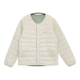 mont-bell サーマラップ ラウンドネックジャケット キッズ150 1101633 リバーシブル ブルゾン ホワイト ライトブルー レディース モンベル【中古】6-0126T♪