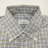 ERRICO FORMICOLA イタリア製 BDボタンダウン チェック サイズ15/38 長袖シャツ ホワイト ライトブルー レディース エリコフォルミコラ【中古】6-0215M♪