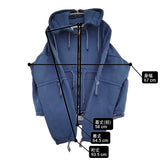 Degremont ディグレモン 加工スウェットジャケット サイズL フランス 裏起毛 パーカー ブルー メンズ【中古】6-0118T♪