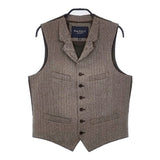 HACKETT LONDON ヘリンボーン サイズ34R ウール ジレ ベスト ブラウン メンズ ハケットロンドン【中古】6-0719T∞