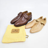 John Lobb NEWLAND ニューランド 8000ラスト モンクストラップ サイズ5 1/2 Dワイズ 純正シューツリー付き シューズ・靴 ブラウン メンズ ジョンロブ【中古】6-0420G◎