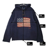 POLO RALPH LAUREN 星条旗 フード XL ウールパーカー セーター ニット ネイビー メンズ ポロ・ラルフローレン【中古】6-0719T∞