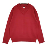 Ets.MATERIAUX L’ETIQUETTE FRENCH ARMY V-KNIT サイズ2 定価29700円 ウール Vネック セーター ニット 24AW レッド メンズ イーティーエスマテリオ【中古】6-0908T♪