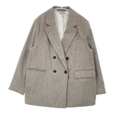 H&M ツイード ダブルボタン EUR L オーバーサイズブレザー テーラードジャケット グレージュ レディース エイチアンドエム【中古】6-0902T∞