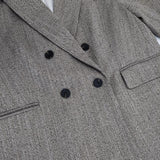 H&M ツイード ダブルボタン EUR L オーバーサイズブレザー テーラードジャケット グレージュ レディース エイチアンドエム【中古】6-0902T∞