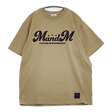 M&M 刺繍 サイズL ロゴプリント 半袖Ｔシャツ カットソー ベージュ メンズ エムアンドエム【中古】6-0501S♪
