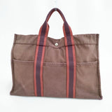HERMES フールトゥー キャンバス フールトゥ トートバッグ ワインレッド レディース エルメス【中古】6-0606G∞