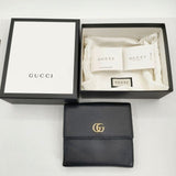 GUCCI GGマーモント ウォレット 小銭入れあり 三つ折り財布 ブラック ユニセックス グッチ【中古】6-0530G∞