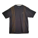 FRED PERRY 鹿の子 ストライプTシャツ FZ1950 サイズL 半袖Ｔシャツ カットソー チャコールグレー メンズ フレッドペリー【中古】6-0501S♪