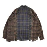 Rebuild by Needles Flannel Shirt 定価23100円 パッチワーク 再構築 フランネル NS305 長袖シャツ カーキ ブラウン メンズ リビルドバイニードルス【中古】6-0523T∞