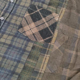 Rebuild by Needles Flannel Shirt 定価23100円 パッチワーク 再構築 フランネル NS305 長袖シャツ カーキ ブラウン メンズ リビルドバイニードルス【中古】6-0523T∞