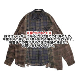 Rebuild by Needles Flannel Shirt 定価23100円 パッチワーク 再構築 フランネル NS305 長袖シャツ カーキ ブラウン メンズ リビルドバイニードルス【中古】6-0523T∞