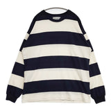 Columbia Knit USA製 ワイドボーダー 長袖Ｔシャツ カットソー ロンＴ ネイビー キナリ メンズ コロンビア ニット【中古】6-0504M∞