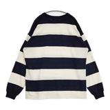 Columbia Knit USA製 ワイドボーダー 長袖Ｔシャツ カットソー ロンＴ ネイビー キナリ メンズ コロンビア ニット【中古】6-0504M∞