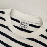 Yonetomi WAVE COTTON BASQUE KNIT CREW NECK P/O 定価17600円 サイズ4 長袖Ｔシャツ カットソー ロンＴ ホワイト ネイビー メンズ ヨネトミ/米富繊維【中古】6-0320M♪