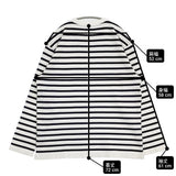 Yonetomi WAVE COTTON BASQUE KNIT CREW NECK P/O 定価17600円 サイズ4 長袖Ｔシャツ カットソー ロンＴ ホワイト ネイビー メンズ ヨネトミ/米富繊維【中古】6-0320M♪