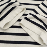 Yonetomi WAVE COTTON BASQUE KNIT CREW NECK P/O 定価17600円 サイズ4 長袖Ｔシャツ カットソー ロンＴ ホワイト ネイビー メンズ ヨネトミ/米富繊維【中古】6-0320M♪
