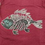 BRONZ AGE ブロンズエイジ スカルフィッシュ 90年代 USA製 サイズL 半袖Ｔシャツ カットソー レッド メンズ【中古】6-0501S♪