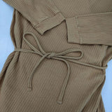 baserange コットンヘンプ Shaw Long Sleeve Kaftan リブラップ ワンピース ベージュ系 レディース ベースレンジ【中古】6-0625M∞