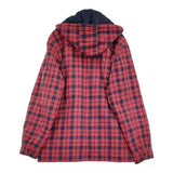 Supreme 中綿ジャケット 裏地キルティング サイズXL チェック フード着脱 2way ブルゾン レッド ネイビー メンズ シュプリーム【中古】6-0925T♪