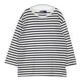 SAINT JAMES クルーネック フランス製 ボーダー 長袖Ｔシャツ カットソー ロンＴ ホワイト ネイビー レディース セントジェームス【中古】6-0511M△