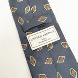 UNITED ARROWS シルク 柄 日本製 ネクタイ ネイビー ブラウン メンズ ユナイテッドアローズ【中古】6-0615G◎