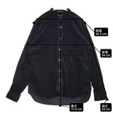 SHIPS/IKE BEHAR ワイドコーデュロイ バンドカラーシャツ 定価25960円 長袖シャツ ブラック メンズ シップス/アイクベーハー【中古】6-1008T∞