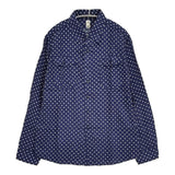 KATO SHIRT リヨセル ドット サイズS 長袖シャツ ネイビー ホワイト メンズ カトー【中古】6-0414M♪