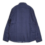 KATO SHIRT リヨセル ドット サイズS 長袖シャツ ネイビー ホワイト メンズ カトー【中古】6-0414M♪