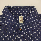 KATO SHIRT リヨセル ドット サイズS 長袖シャツ ネイビー ホワイト メンズ カトー【中古】6-0414M♪