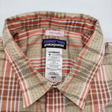 patagonia HOONMIN シアサッカー 53002 サイズL 半袖シャツ ベージュ オレンジ メンズ パタゴニア【中古】6-0512S♪