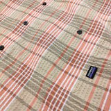 patagonia HOONMIN シアサッカー 53002 サイズL 半袖シャツ ベージュ オレンジ メンズ パタゴニア【中古】6-0512S♪