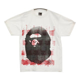 BAPE/A BATHING APE 青山限定 手刷り シリアルナンバー0020 サイズL 半袖Ｔシャツ カットソー ホワイト メンズ アベイシングエイプ【中古】6-0509S♪