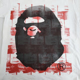 BAPE/A BATHING APE 青山限定 手刷り シリアルナンバー0020 サイズL 半袖Ｔシャツ カットソー ホワイト メンズ アベイシングエイプ【中古】6-0509S♪