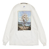 Salvador Dali サルバドールダリ デッドストック 未使用 Vintage 90s The Ship ミュージアムTシャツ サイズL 長袖Ｔシャツ カットソー ロンＴ ホワイト メンズ【中古】6-0509M♪