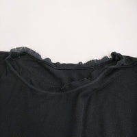 R&D.M.Co- コットン カシミヤ フリル カットソー ブラック レディース オールドマンズテーラー【中古】5-0405M♪