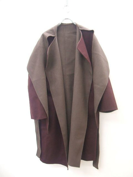 ROKU 6 BEAUTY&YOUTH DOUOBLE REVER GOWN COAT ガウンコート サイズ34 コート ワインレッド ブラウン レディース ロクビューティアンドユース【中古】9-1221A∞